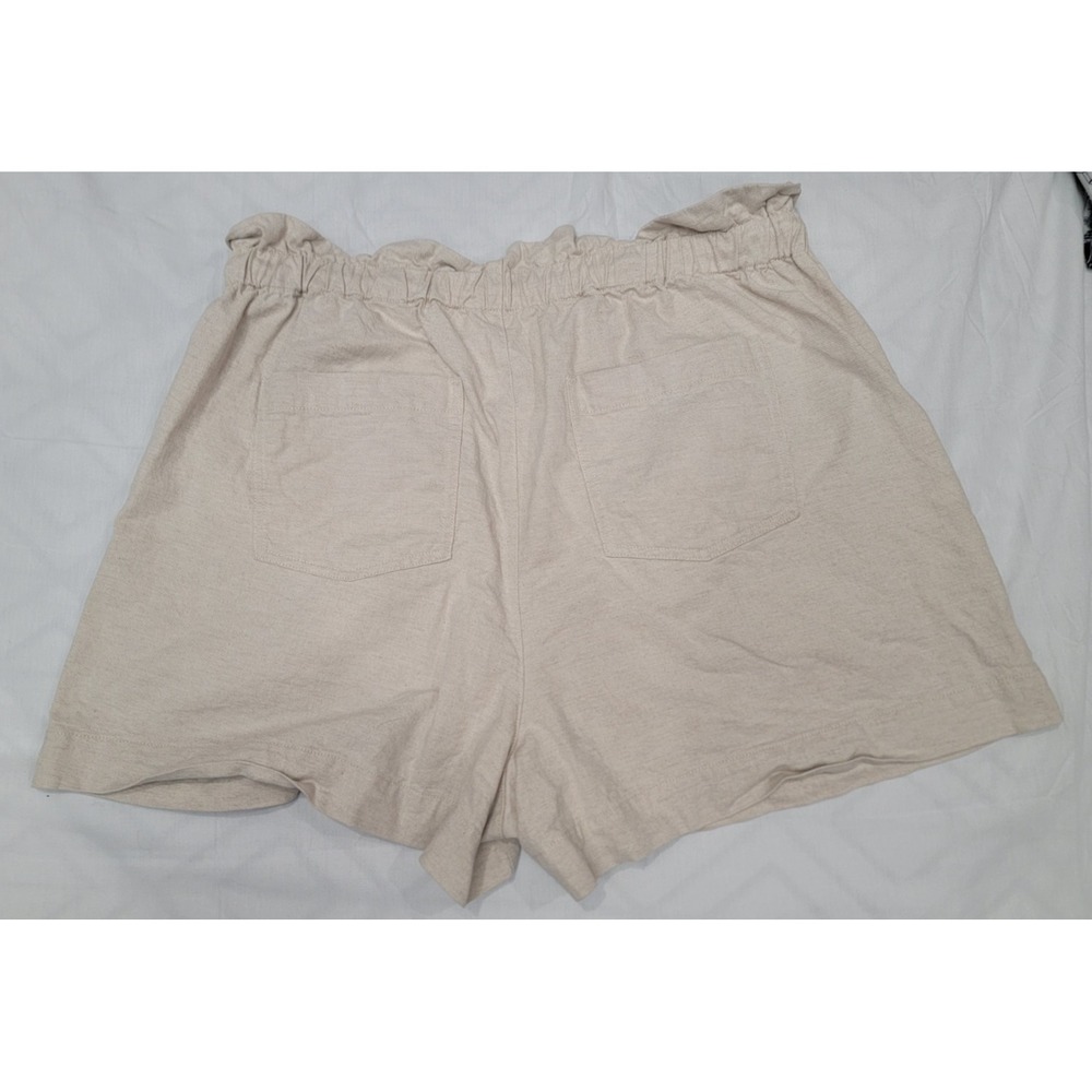 Madewell Shorts Womens XL Linen Cotton Blend Beige High Rise Pleated Inseam 3" - Picture 5 of 9